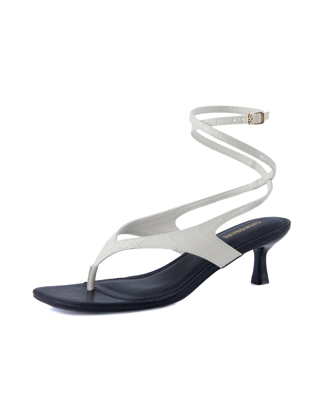 Cushionaire Martini White Strappy Ankle-Tie Sandal with Low Heel Size 9